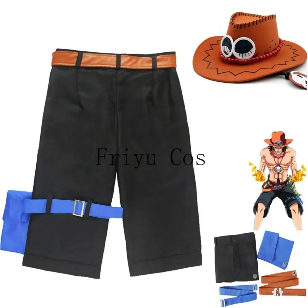 Men Accessories Kit - อะนิเมะพอร์ตกาส·ดี·เอซคอสเพลย์เครื่องแต่งกายโจรสลัดหนวดขาวกางเกงขาสั้นสีดำหมวกบังแดดอุปกรณ์เสริมชายหญิงปาร์ตี้คาร์นิวัลชุด