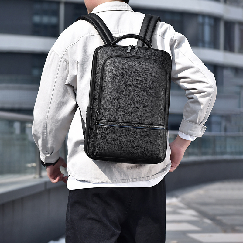 Men Accessories Bag - กระเป๋าเป้สะพายหลังผู้ชายหนัง PU กระเป๋าเอกสารสำหรับผู้บริหารแฟชั่นชาร์จ USB เดินทางไปสำนักงานแล็ปท็อปธุรกิจสบายๆกระเป๋ากระเป๋าเป้สะพายหลัง