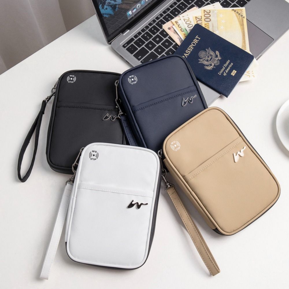 Passport Wallet Rfid - กระเป๋าใส่บัตรโพลีเอสเตอร์แบบพกพาความจุขนาดใหญ่มีซิป RFID กระเป๋าเก็บบัตรกันน้ำใส่หนังสือเดินทางเวลาเดินทางใช้ได้ทั้งชายและหญิง