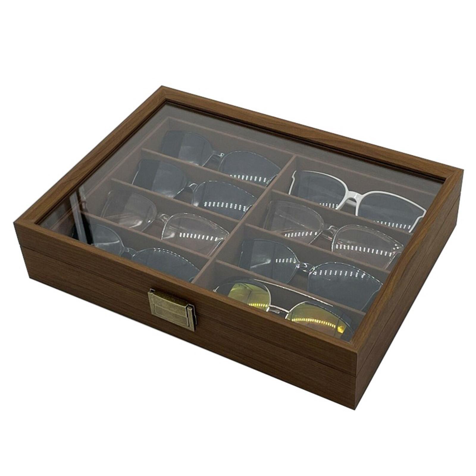 Men Accessories Drawer - กล่องเก็บแว่นกันแดดไม้ 8 ช่อง พกพาสะดวก พร้อมตัวล็อค ใช้เป็นลิ้นชักโชว์อเนกประสงค์
