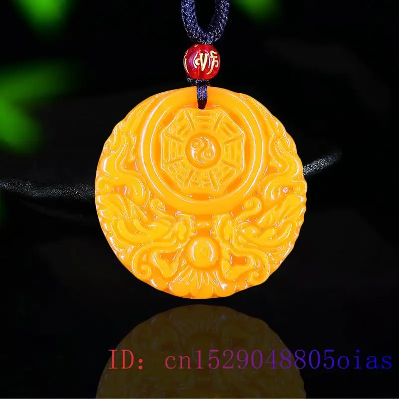 Men Accessories Gift - สีเหลืองหยกมังกรจี้ของขวัญผู้ชายแกะสลักจีน Charm สร้อยคอแฟชั่นอุปกรณ์เสริมธรรมชาติผู้หญิง Amulet เครื่องประดับ Lucky