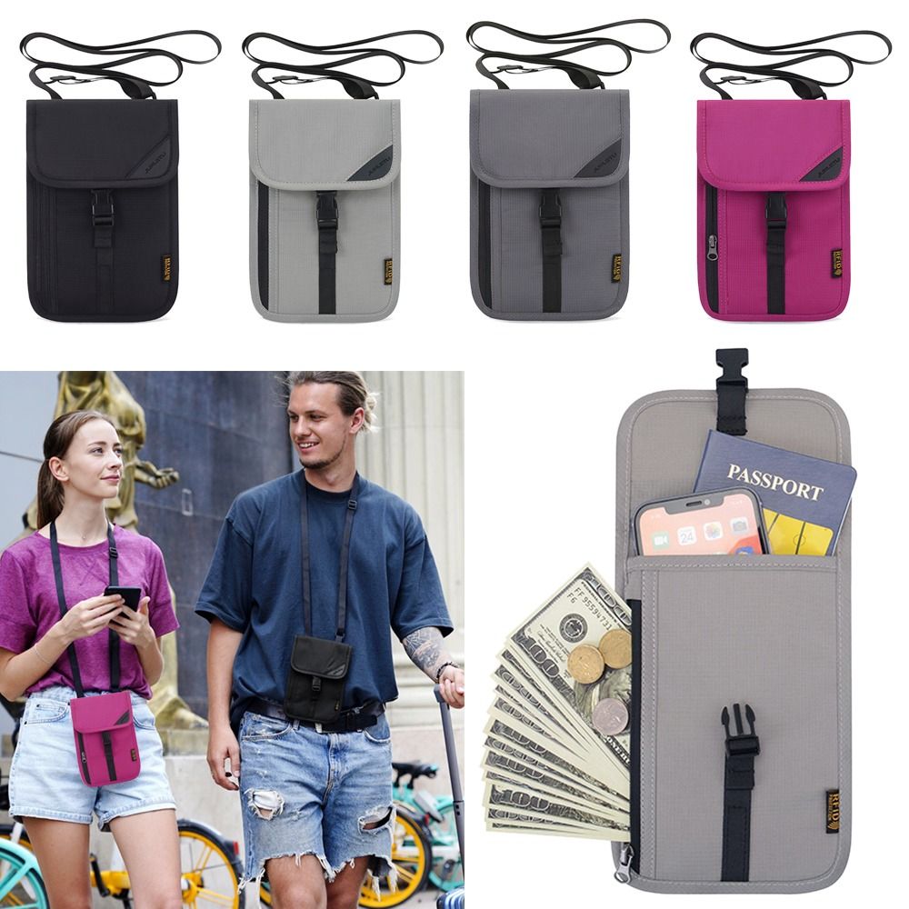 Passport Wallet Rfid - แบบพกพาป้องกันการรักษาความปลอดภัยกระเป๋ากระเป๋าสตางค์ ID ผู้ถือบัตรคอ Stash RFID Blocking