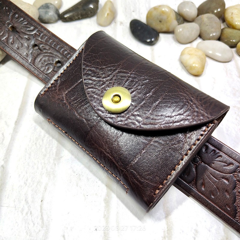 Coin Holder Men - Blongk กระเป๋าคาดเอวขนาดเล็กแพ็คเข็มขัดสานขนาดเล็กหนังแท้ Fanny-กระเป๋าใส่การ์ดกระเป๋าสตางค์เคสกุญแจรถยนต์ dompet koin ผู้ชาย3618
