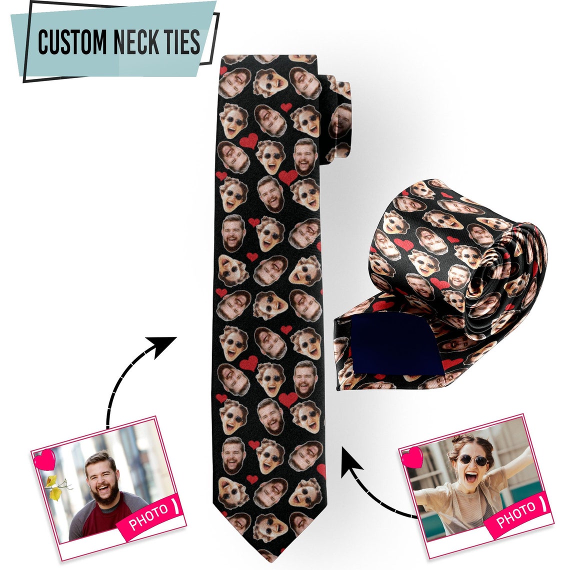 Men Accessories Photos - ปรับแต่งภาพ Tie สัตว์หน้ากว้าง8ซม.โพลีเอสเตอร์ที่กำหนดเองเนคไทสนุก Baju Pesta อุปกรณ์เสริมวันหยุดของขวัญผู้ชายผู้หญิง