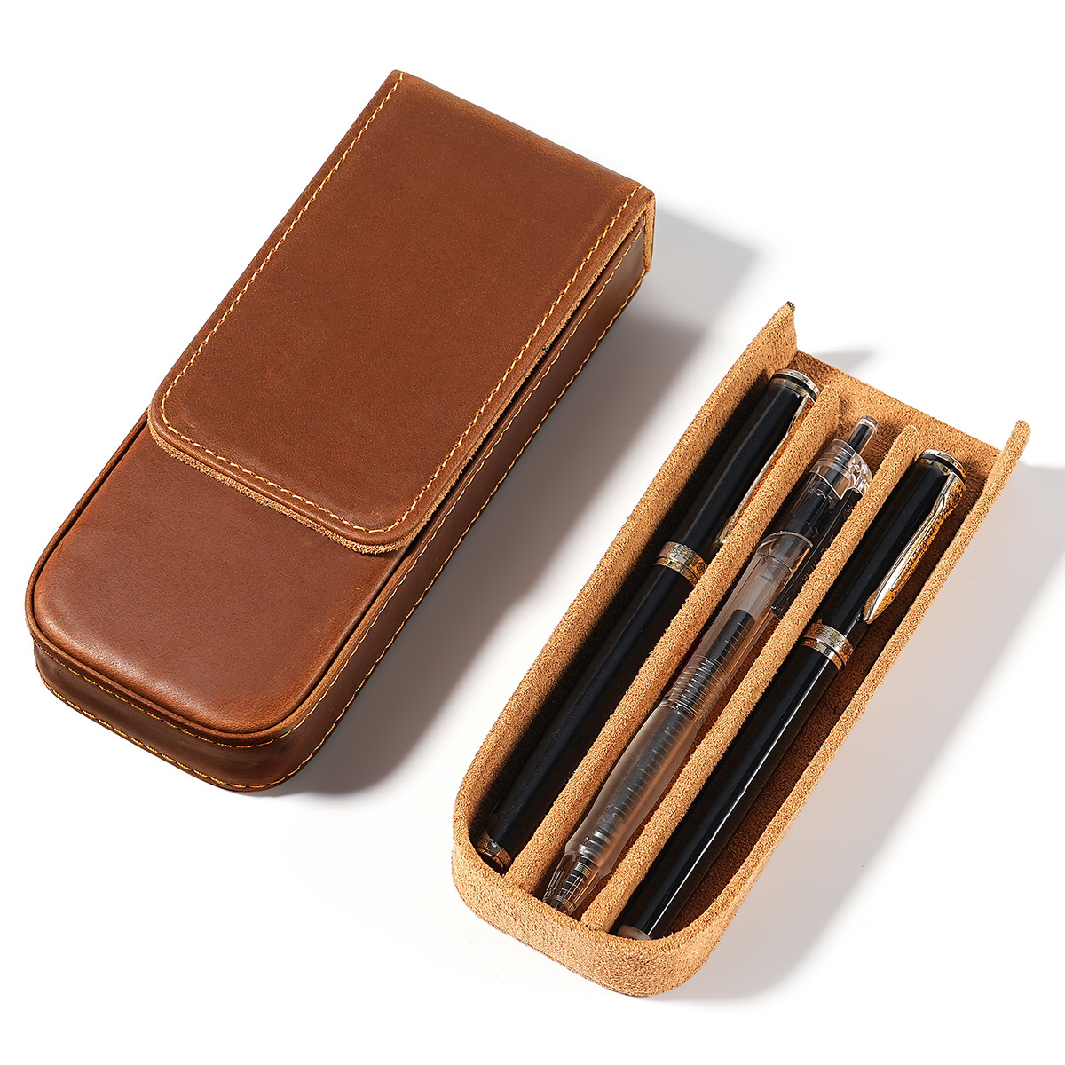 กล่องใส่ปากกาหนังวัวแท้ 3 ช่อง - Men Accessories Drawer บทวิจารณ์และราคา