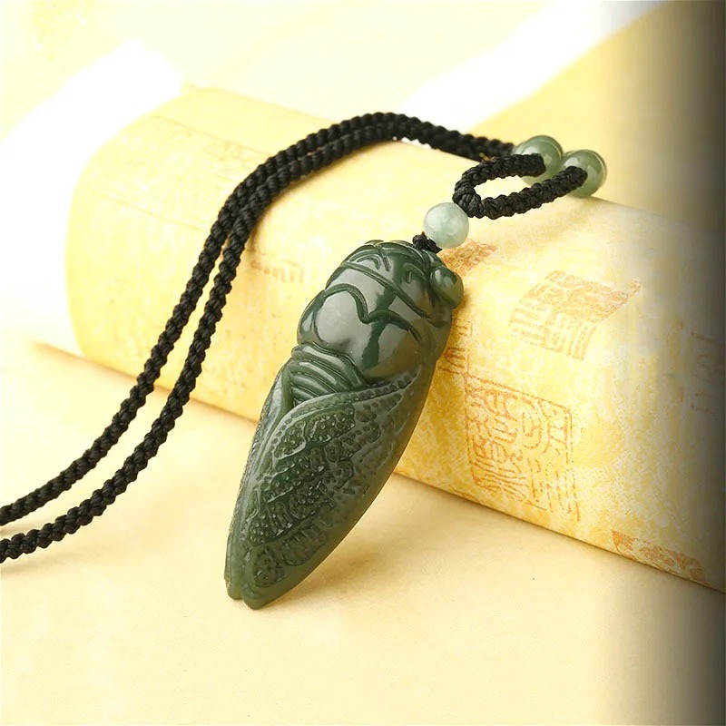 หยกธรรมชาติHetian Cicadaลูกปัด - Men Accessories Gift บทวิจารณ์และราคา
