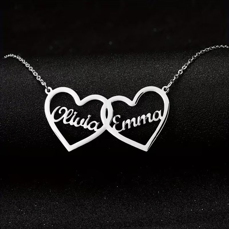 สร้อยคอคู่รูปหัวใจสองชื่อแบบกำ - Men Accessories Neck Chain บทวิจารณ์และราคา