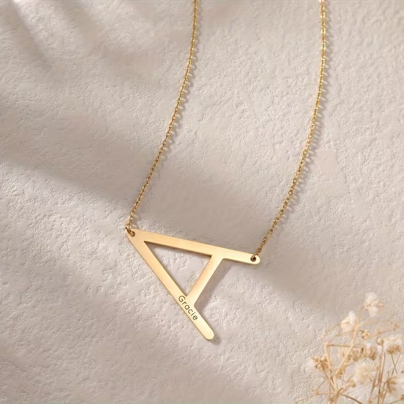 สร้อยคอจี้ตัวอักษรย่อแบบกำหนดเ - Men Accessories Neck Chain บทวิจารณ์และราคา