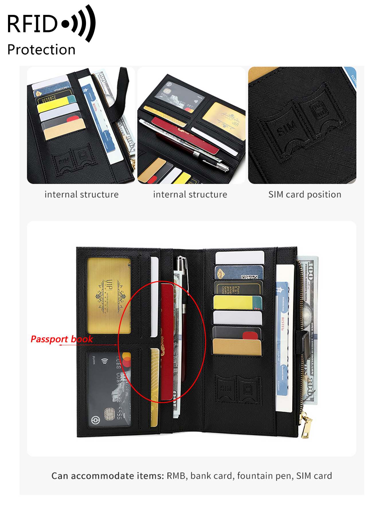 กระเป๋าใส่พาสปอร์ตหนัง PU ลายเ - Passport Wallet Rfid บทวิจารณ์และราคา
