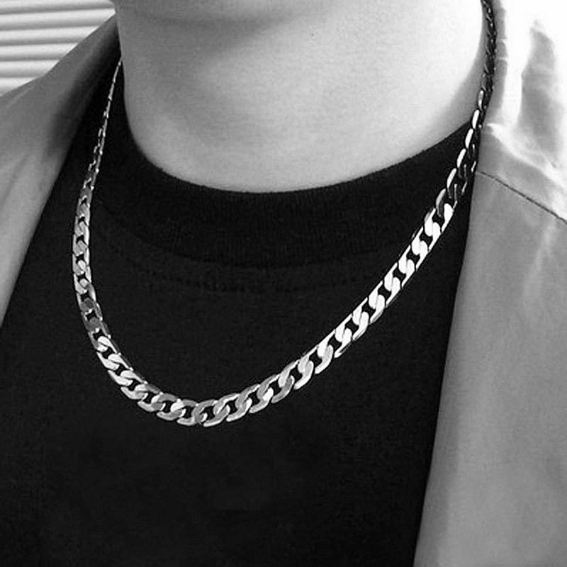 สร้อยคอเงินแท้ 925 ชุบแบบ Cuba - Men Accessories Neck Chain บทวิจารณ์และราคา