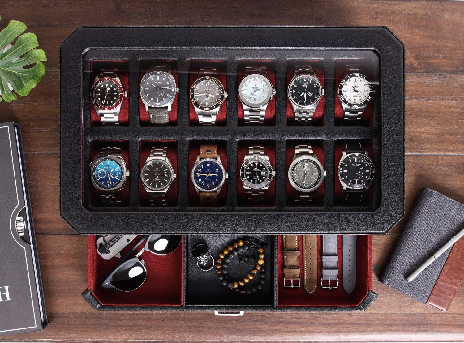 กล่องใส่นาฬิกาหนัง 12 ช่อง พร้ - Men Accessories Drawer บทวิจารณ์และราคา